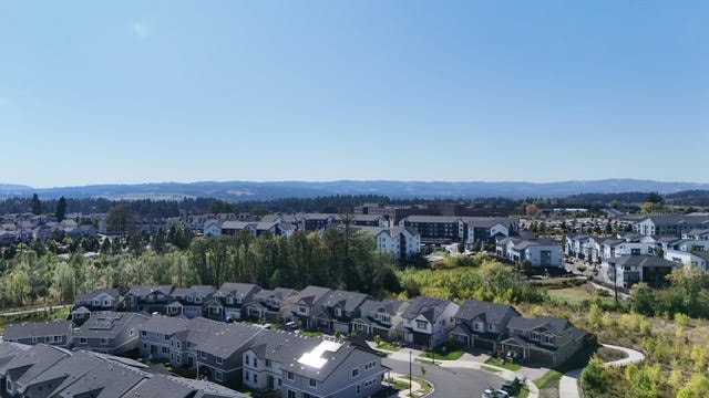 Aerial view of a Portland Oregon residential neighborhood